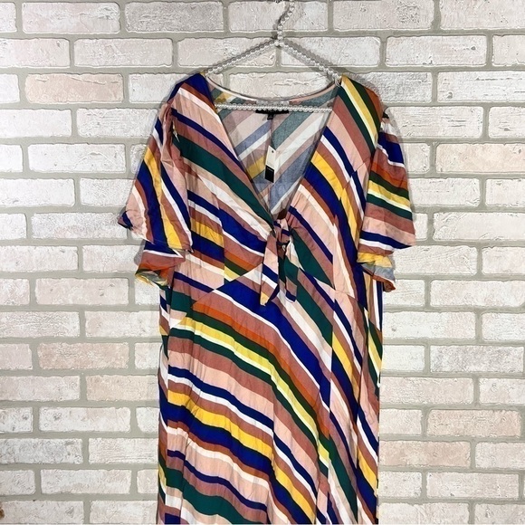 ELOQUII NWT Diagonal Rainbow Striped Midi Dress Size 22 - Picture 7 of 12